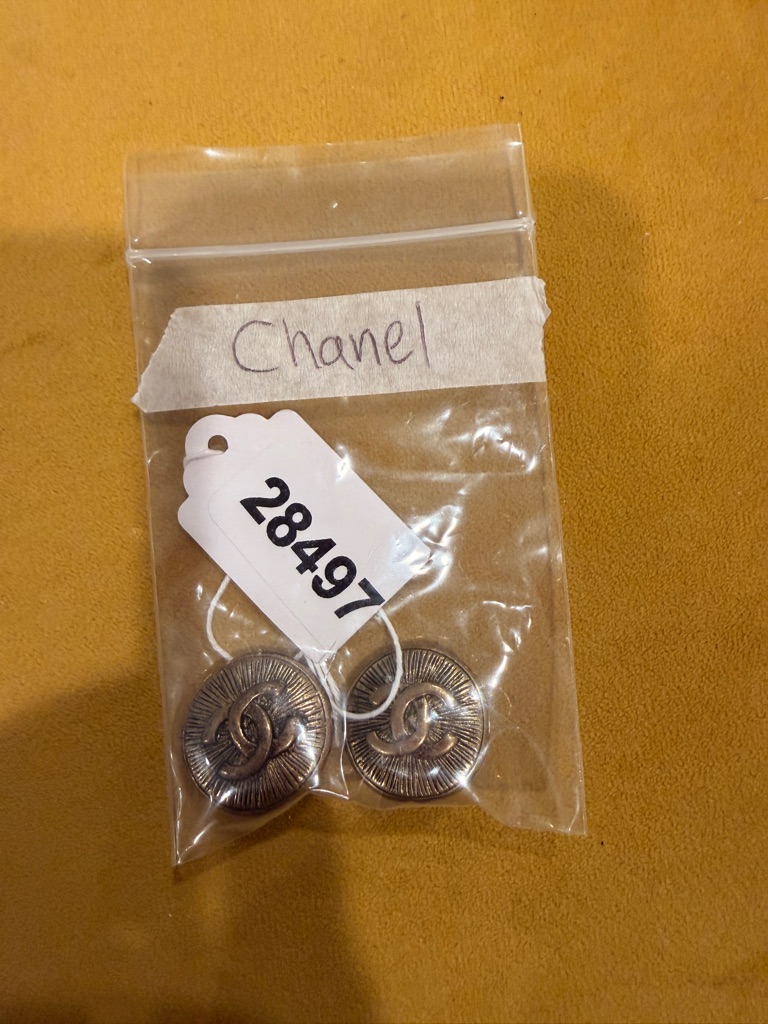 Chanel Silver-Tone Cc Button Hair Clips